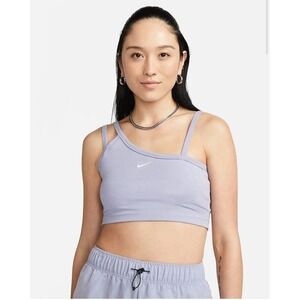 NIKE Sportswear‎ Everyday Asymmetrical Crop Tank Purple LARGE